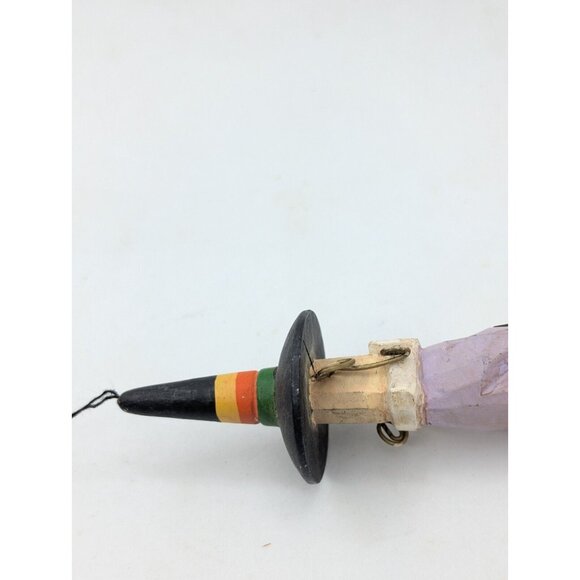 Vtg. Ornament Witch Fall Themed Metal Hair  Holding Frog Unique 5.75"  READ - Picture 7 of 9